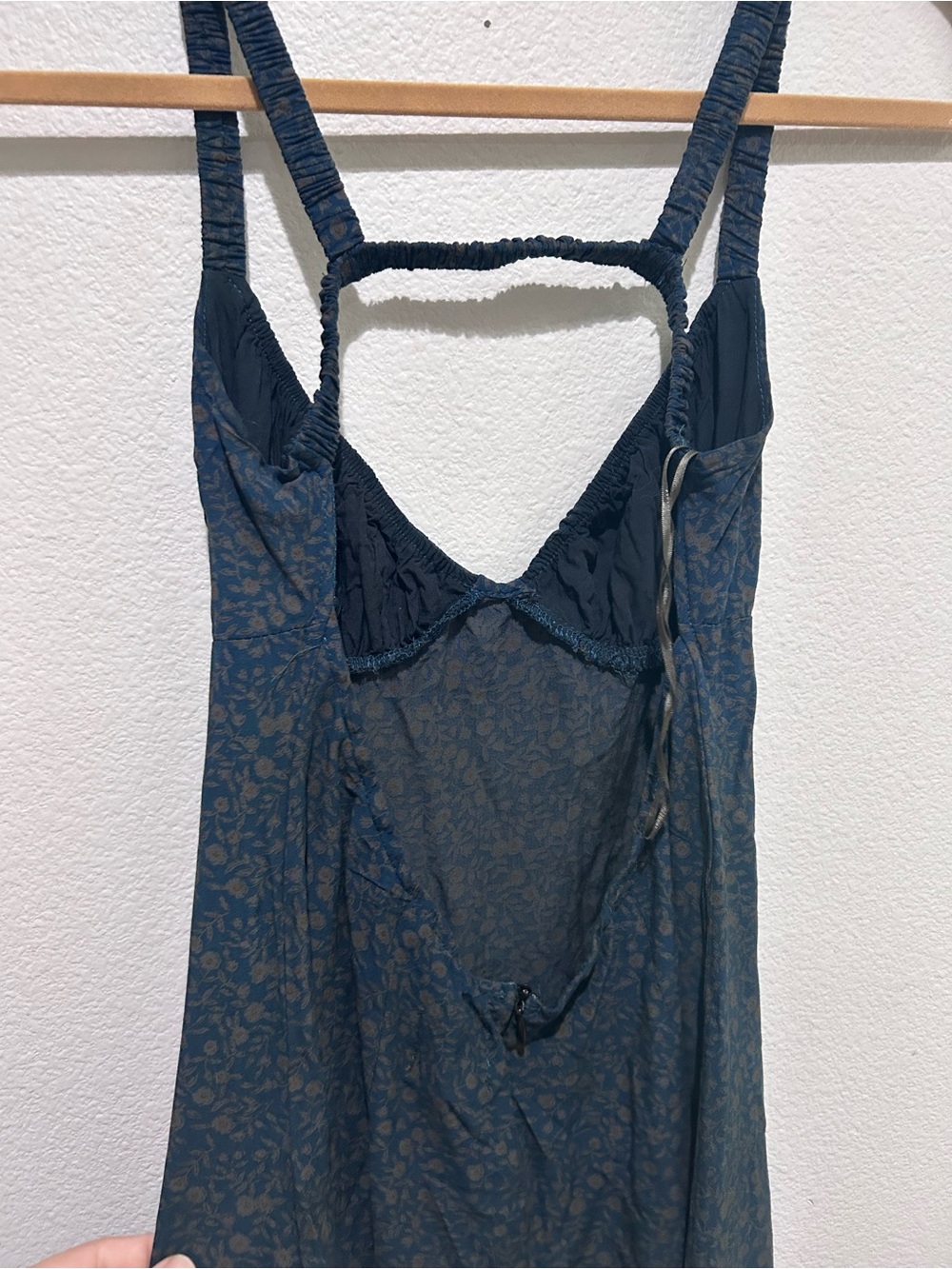 Princess Polly dark blue green Floral Midi Dress open back - Picture 7 of 11